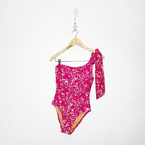 J. CREW Bow one-shoulder one-piece swimsuit festival pink floral womens 6 NWT
